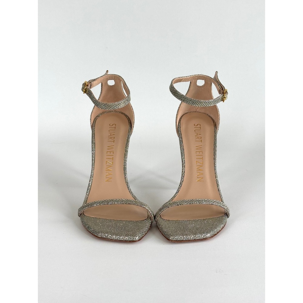 Stuart Weitzman Nudistcurve Glitter Ankle Strap Sandal size 7